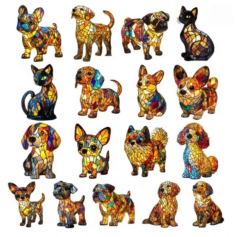 

New pet series resin ornaments LED art animal statues creative home desktop decoration