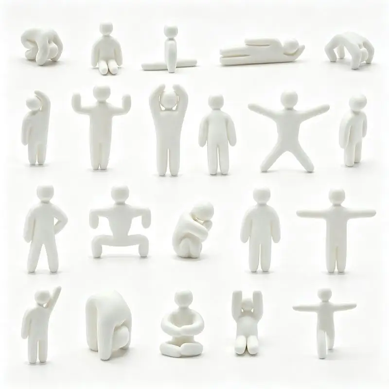 Multiple Poses Hide Seek Desktop Decor For Art Craft Painting Gift Blank DIY Paintable Human Figurines Set,3D Print Blank Model