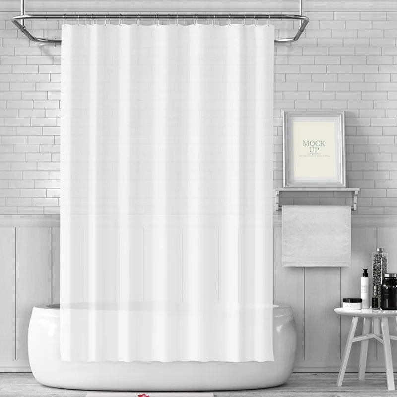 PEVA Waterproof Shower Curtain Mildew Bathroom Solid Curtain Wave Window Tulle Home Luxury with Hooks Heavy S Fold Wavy Shower