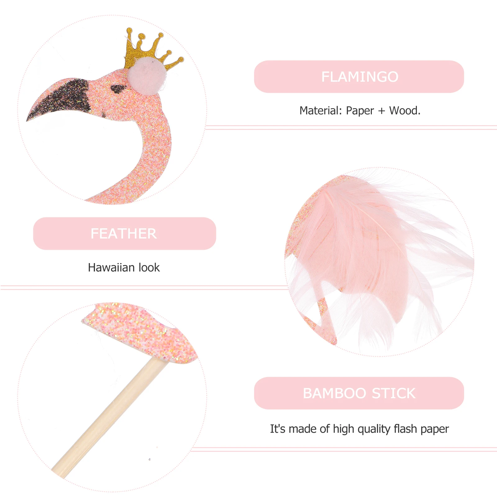 

Glitter Flamingo Cake Toppers Bamboo Picks Party Decorations Dessert Adornments Birthday Celebrations Mermaid Theme