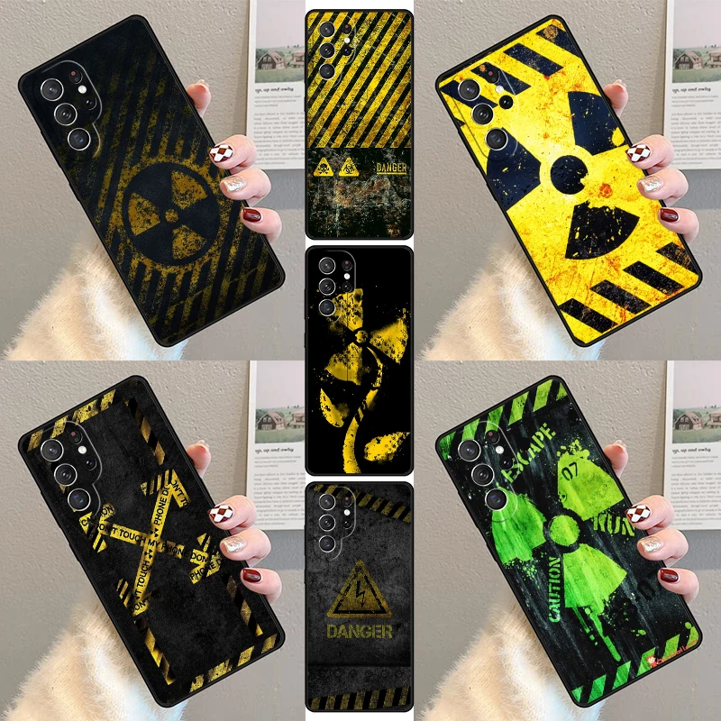 Danger Radiation Zone Phone Case For Samsung Galaxy S23 S21 S20 FE S24 S22 Ultra Note20 S10 S9 S8 Plus Silicone Cover