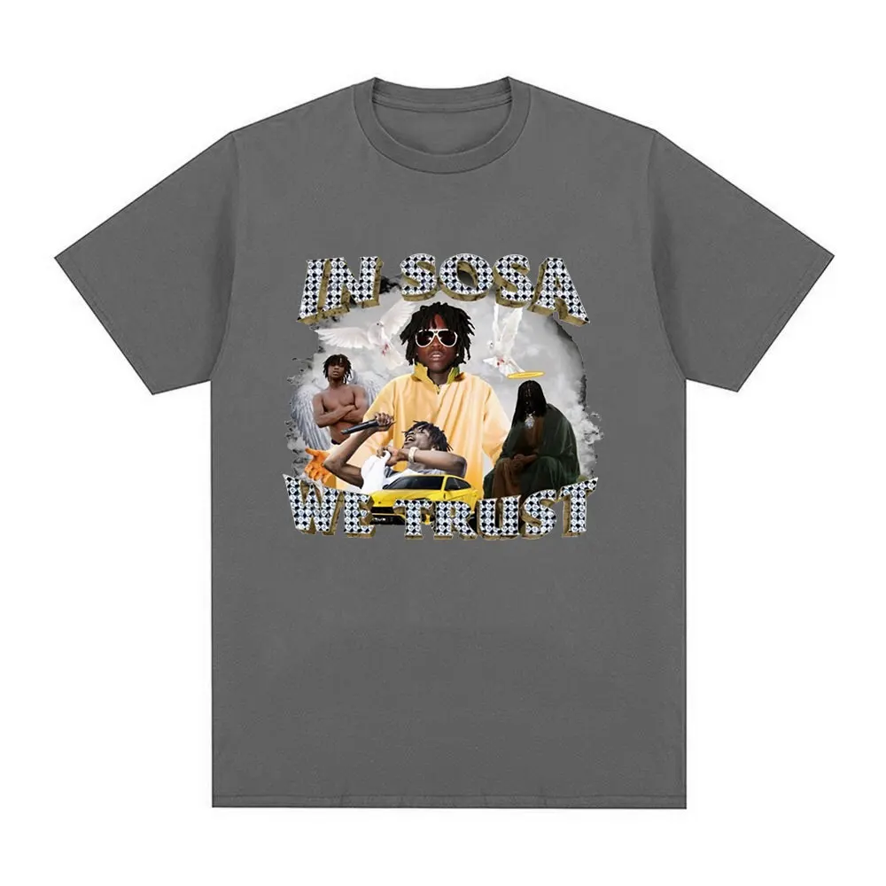 In Sosa We Trust Chief Keef Graphic T Shirt Men's Fashion Vintage Short Sleeve T-shirt Casual Oversized T-shirts Tops Streetwear