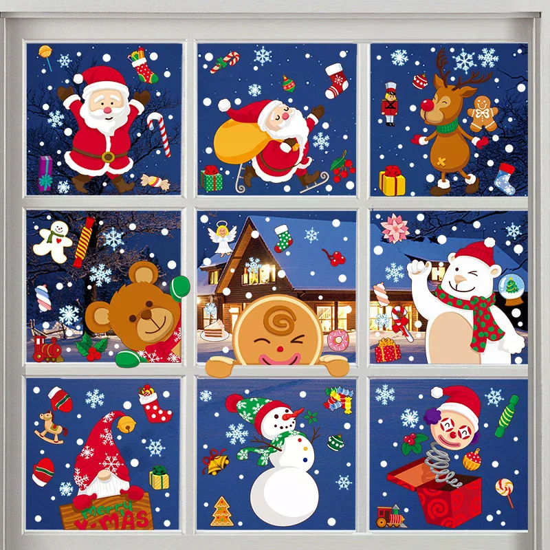 New Christmas Window Stickers Merry Christmas Decorations For Home Christmas Wall Sticker Kids Room New Year Decoration