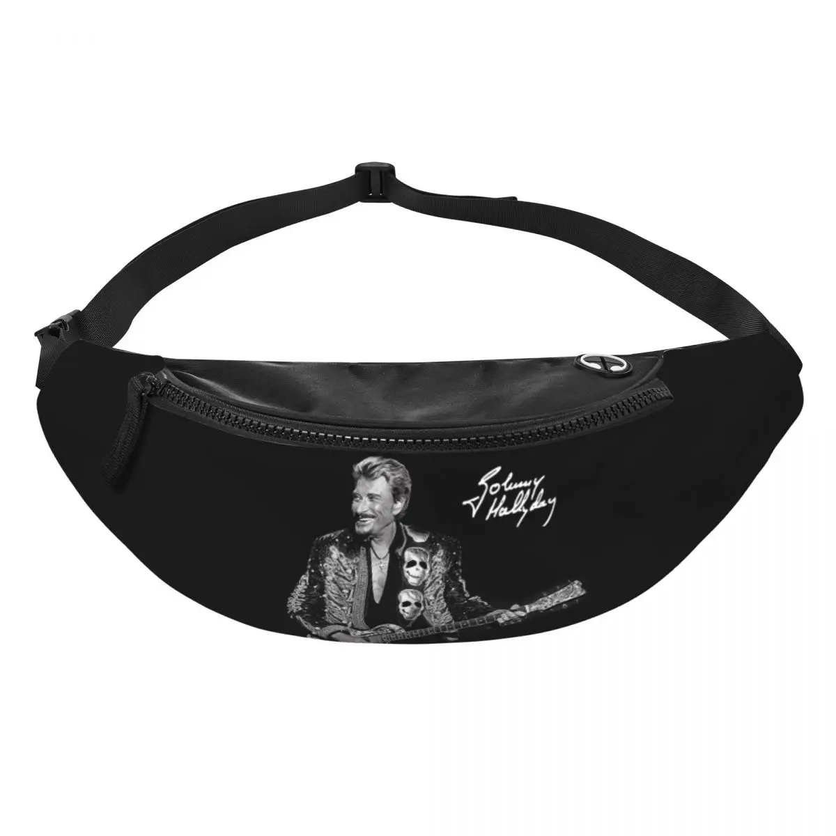 Custom Casual Johnny Hallyday Fanny Pack Women Men French Singer Rock Music Crossbody Waist Bag for Traveling Phone Money Pouch