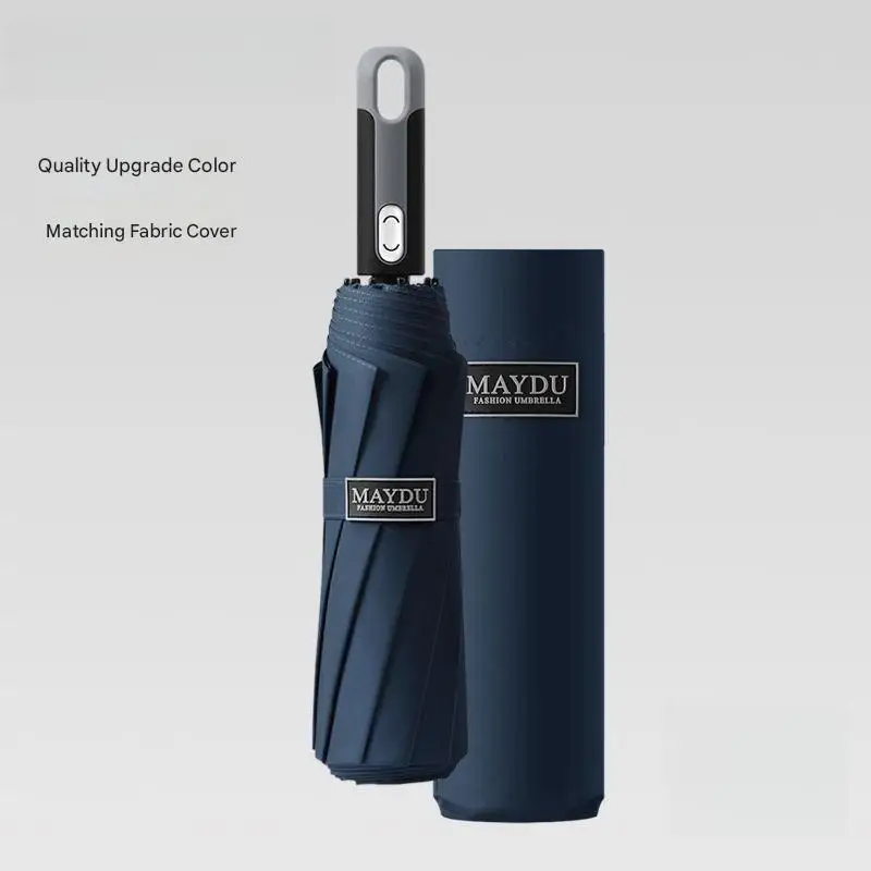 Fully Automatic Three-fold Thickened Fabric Umbrella Windproof Rainproof 10-rib Double Bone Portable Men's Car-mounted Umbrella
