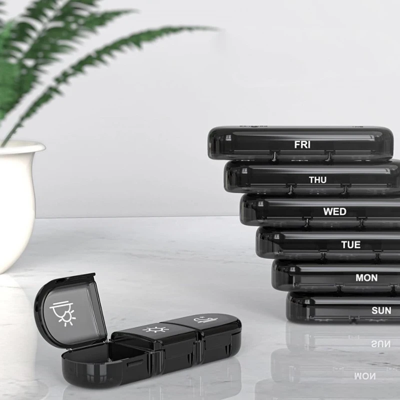 علبة حبوب منع الحمل المحمولة لمدة 7 أيام، منظمات حبوب الدواء، تخزين المخدرات السفرية، صندوق حبوب الدواء للسفر القصير في الهواء الطلق