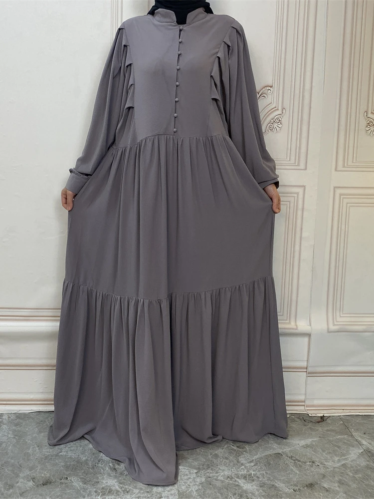 Chiffon Solid Morocco Dress Muslim Women Abaya Prayer Front Button Long Robe India Abayas Dubai Turkey Longue Vestidos Largos