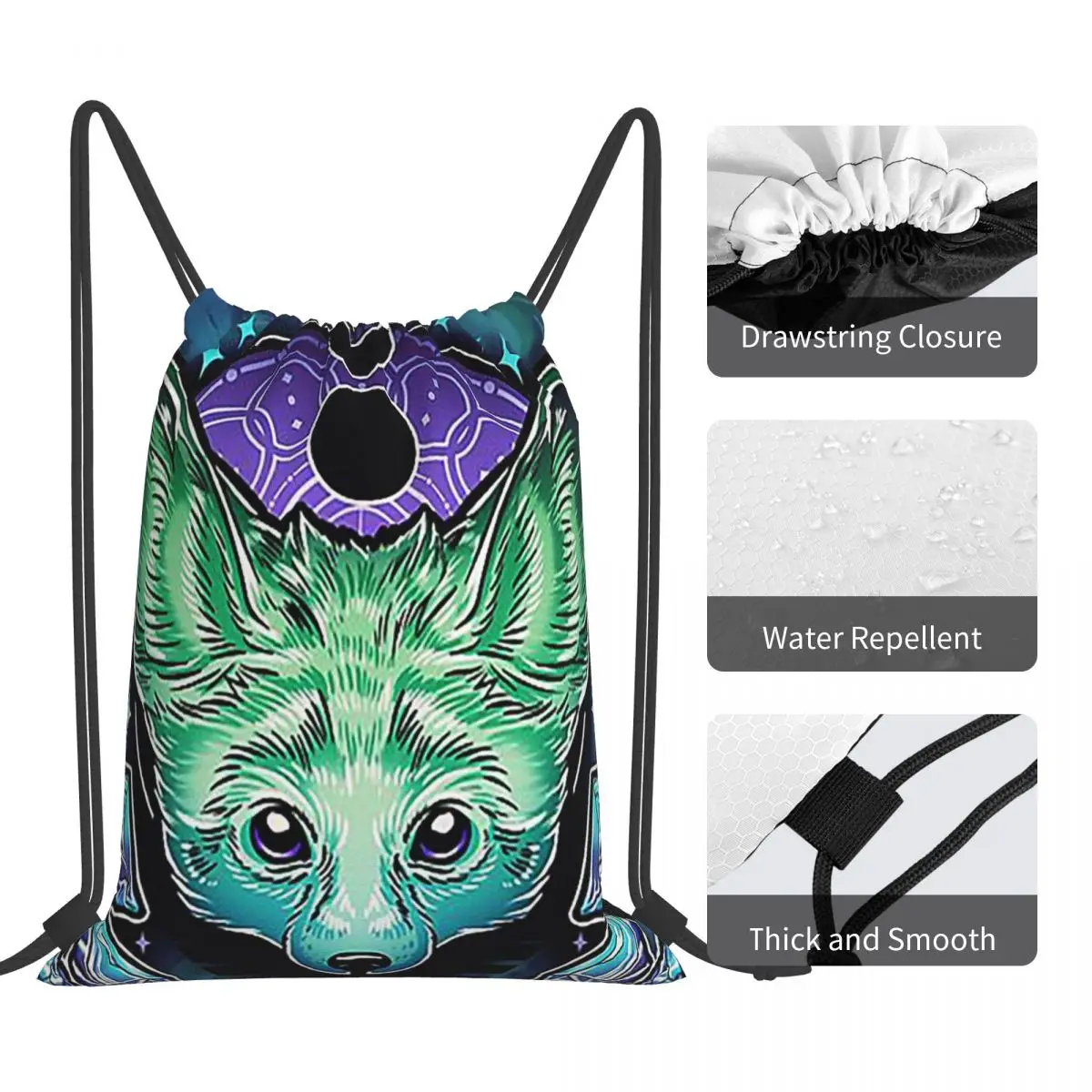 Fennec Backpacks Casual Portable Drawstring Bundle Pocket Shoes Bag Book Bags For Man Woman Students