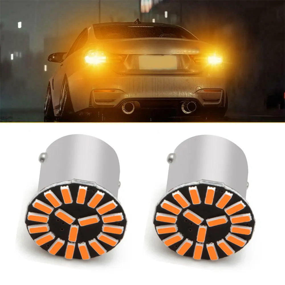 

2x Car 1156 LED 4014 19smd Rear Turn Signal Light Bulbs Blinker Indicator LED Bulb Parking Lamp Car Stylish Amber Orange Bright