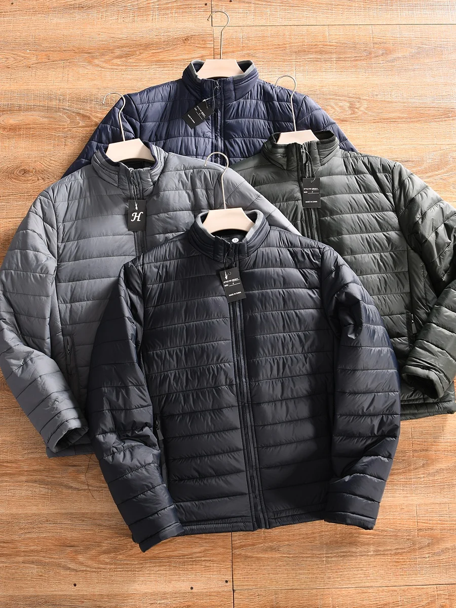 Soft Skin-Friendly Fleece Lined Stand Collar Cotton Jacket for Men Trendy Autumn Winter Warm Outerwear Standard Fit Long Sleeve