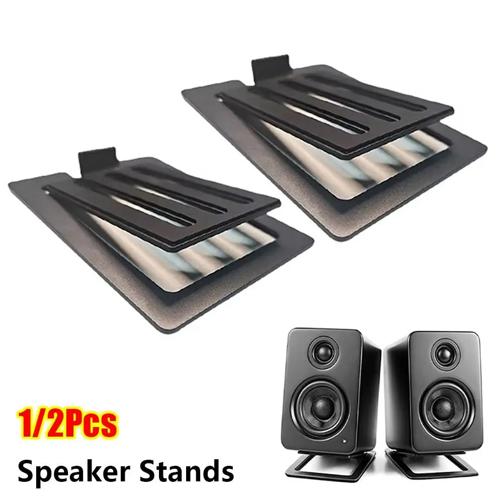 1/2Pcs Tilted Desktop Speaker Stands Non-slip Surround Sound Speaker Riser Rack Aluminum Alloy Speaker Support