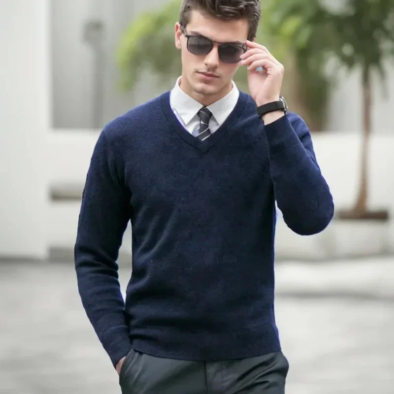 

Кашемировый свитер, пуловеры с круглым вырезом, мужские свободные рубашки большого размера M-3XL, вязаная нижняя рубашка, весна-осень, новый корейский повседневный мужской топ