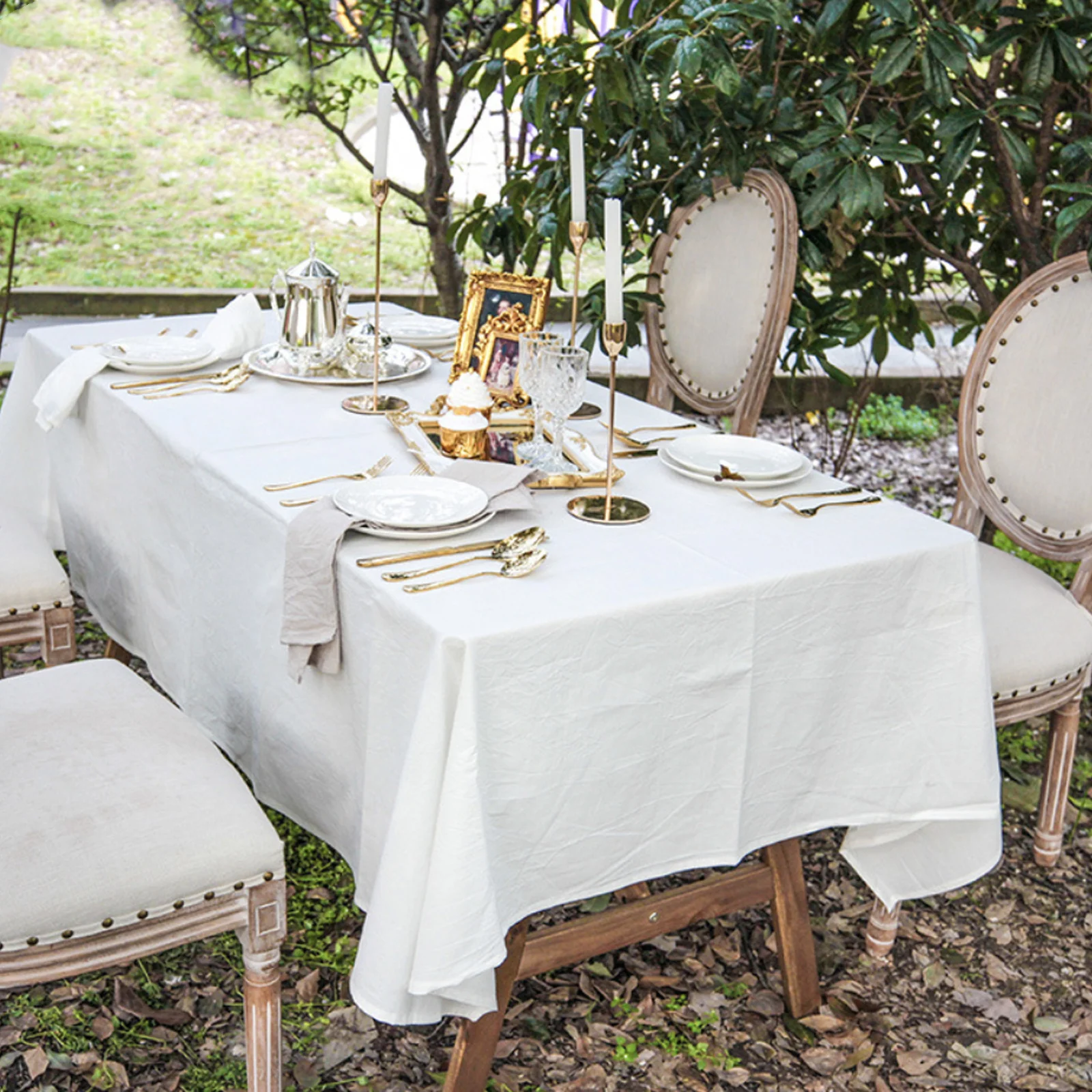 

Retro Cotton Tablecloth Black Round Dining Table Cover For Party Chic Decorative Household Multi-Function Desk Cloth