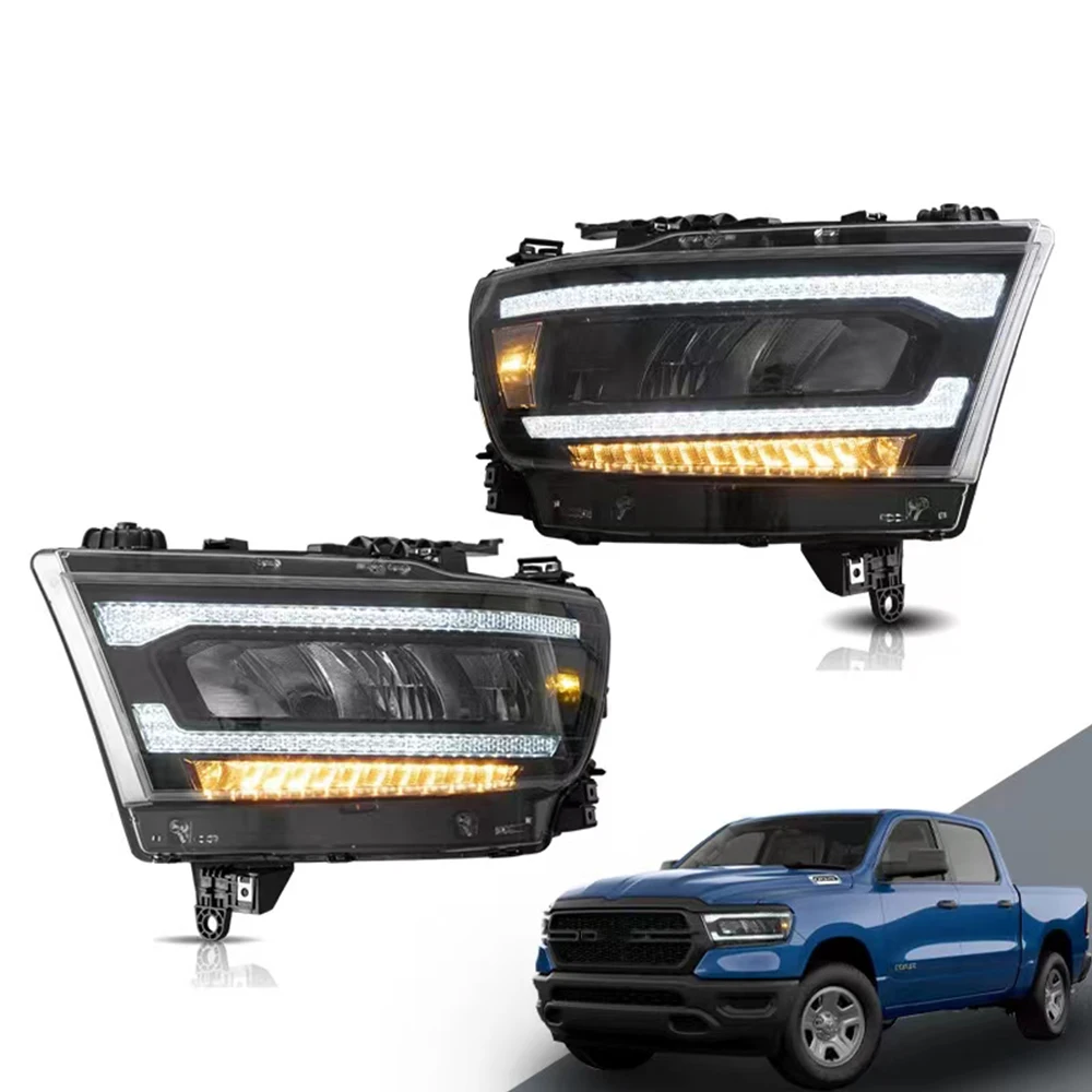 For Dodge RAM 1500 2019-UP Hedalamp Full LED DRL Front Headlights With Sequential Yellow Turn Signal Car Assembly