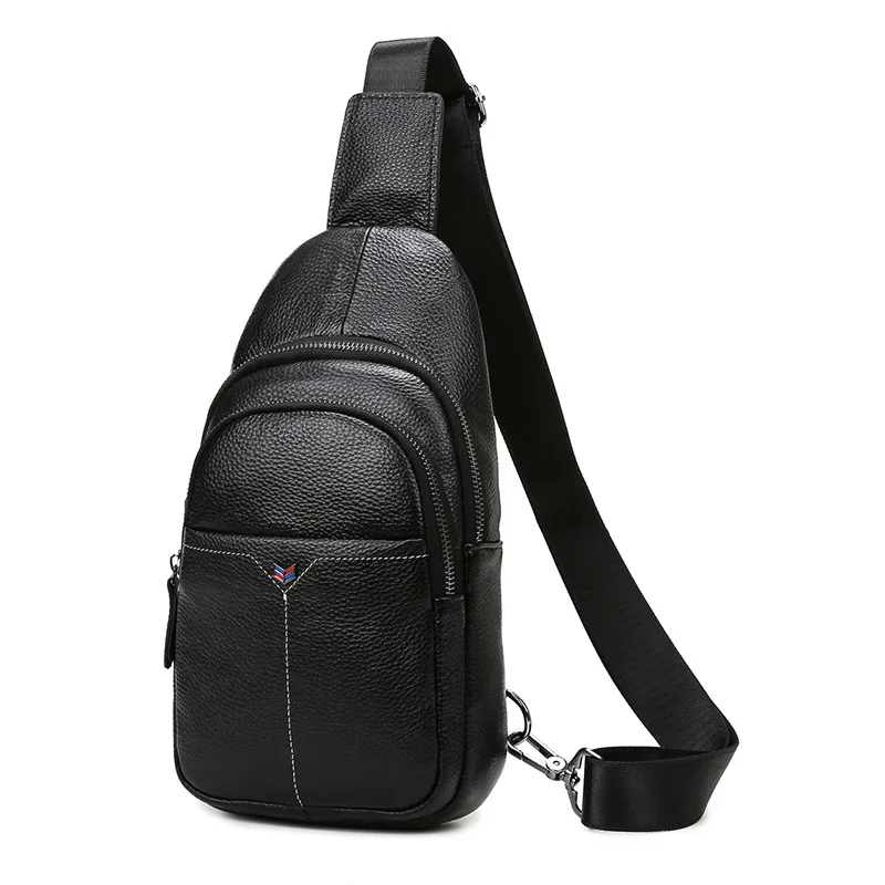 New style casual genuine leather men's chest bag high quality cowhide crossbody bag for men retro style single shoulder bag