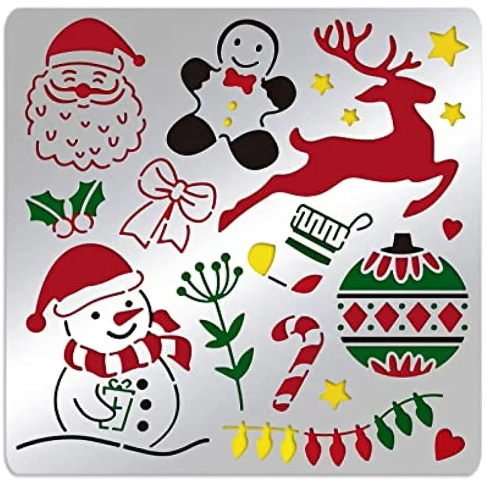 

Christmas Theme Metal Stencil, Santa Claus/ Snowman/ Deer Stainless Steel Stencils Templates for Wood Burning Pyrography