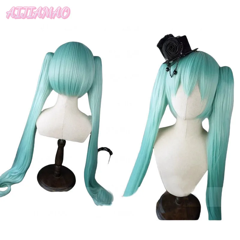 

Pretty Rabbit Cosplay Miku Wigs100cm Long Anime Fiber Heat Resistant Synthetic Hair Clip Ponytails Heat Resistant Wigs+ Wig Cap