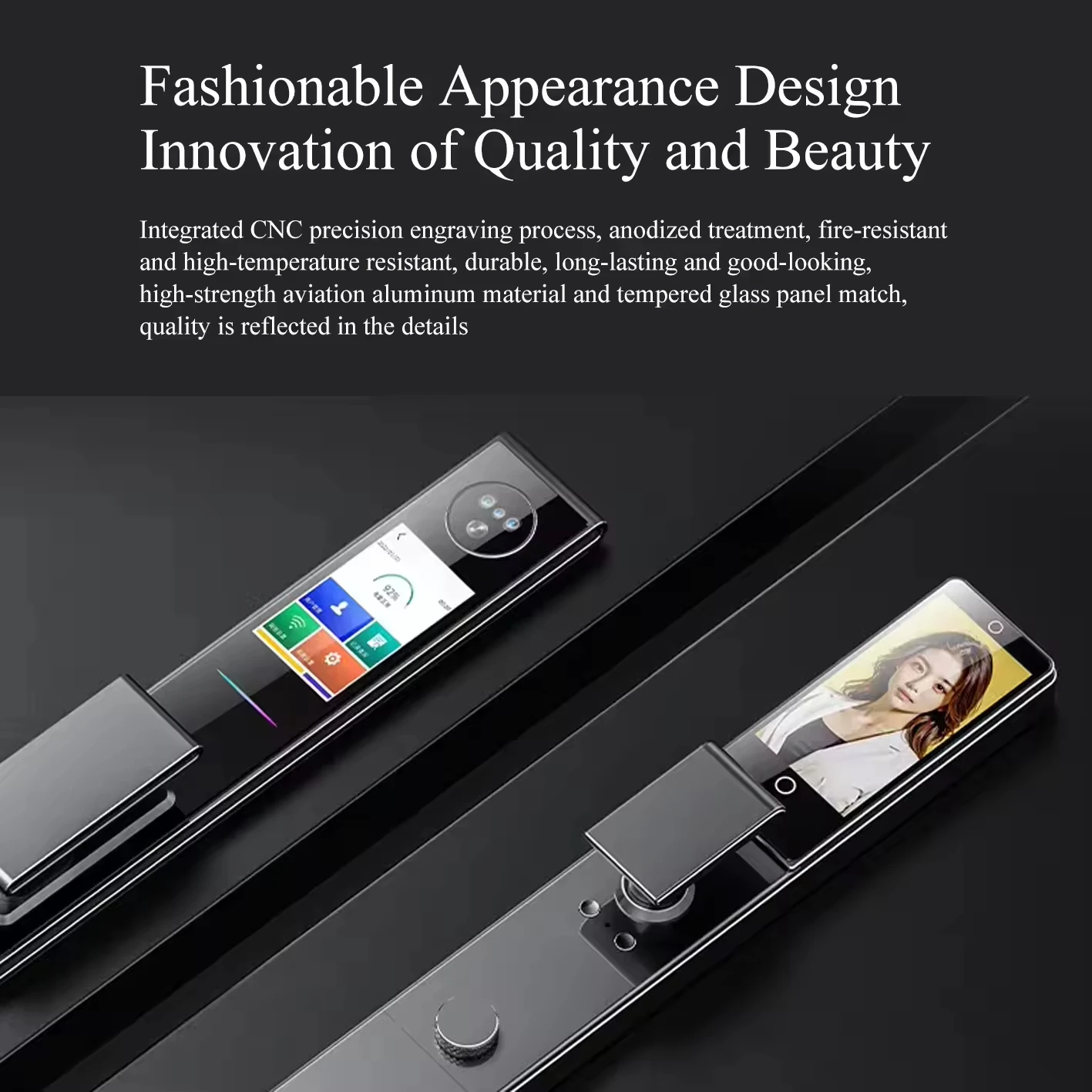 Suoboot Nuovo design Push-Pull Smart Door Lock con Cat's Eye e serratura digitale con fotocamera, adatta a tutti i tipi di porte