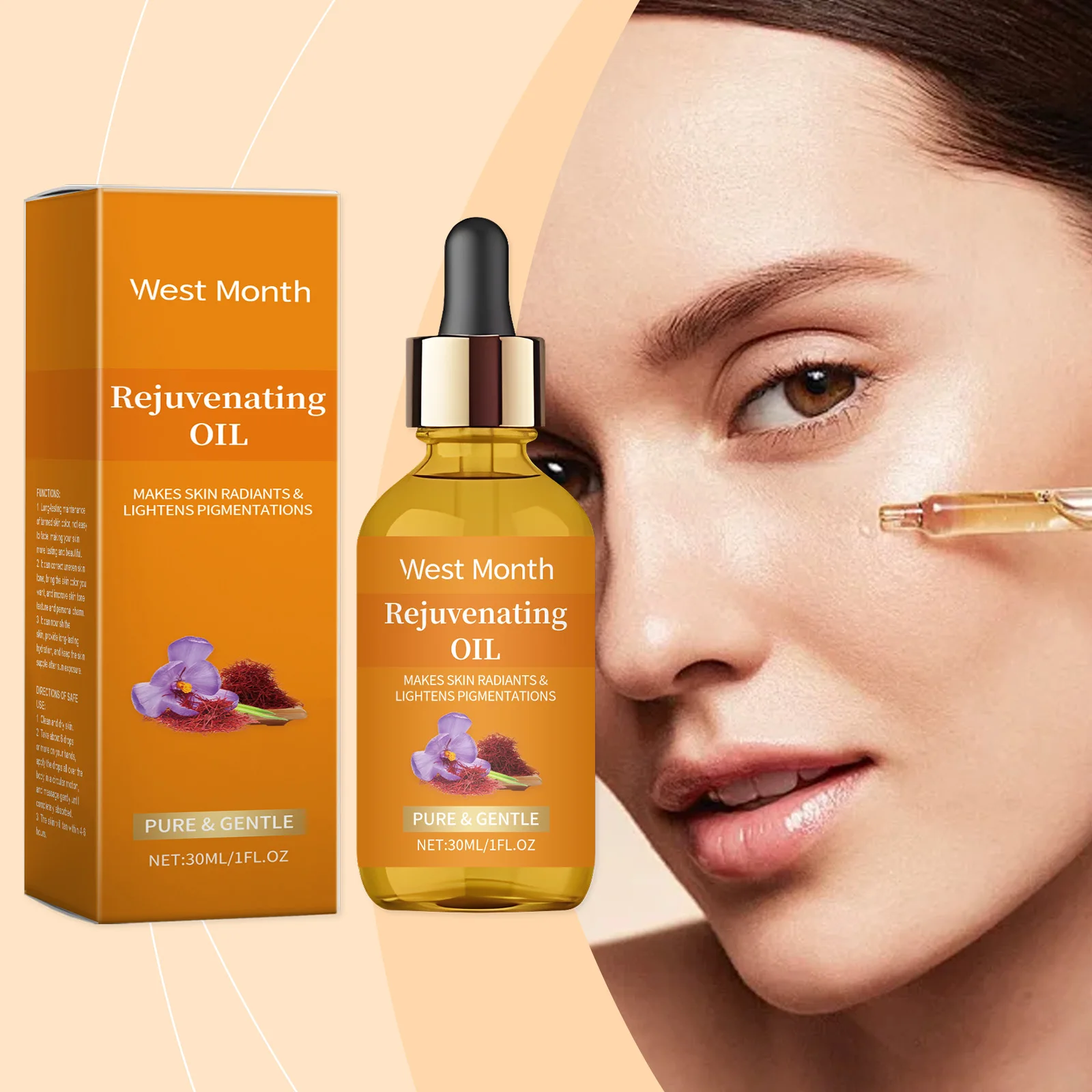 Saffron Skin Nourishing Oil Gentle Hydrating Moisturizing Plant-Based Facial Skin Care Essential Oil