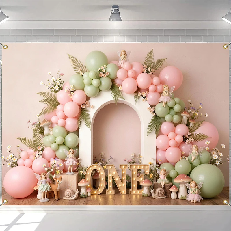 

LS Fairy Tale Balloon Butterfly Backdrops Kids Girl Birthday Cake Smash Photography Child Baby Photocall Wonderland Background