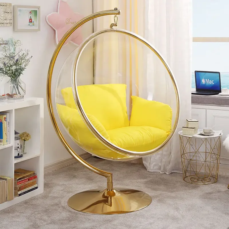 Milk Tea Shop Cafe Gold Chair Transparent Acrylic Swing Space Bubble Chair Hemisphere Cradle Chair Hanging Basket Chaise Lounge