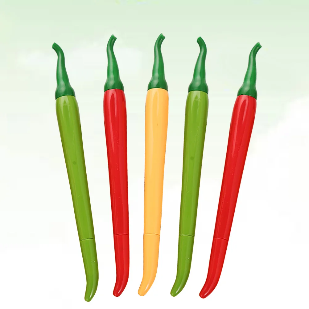 5 قطع من أقلام الجل بتصميم الفلفل الحار، حبر ممتاز، كتابة سلسة، نمط كرتوني لطيف، لوازم مدرسية للأطفال، مجموعة أدوات مكتبية مفضلة
