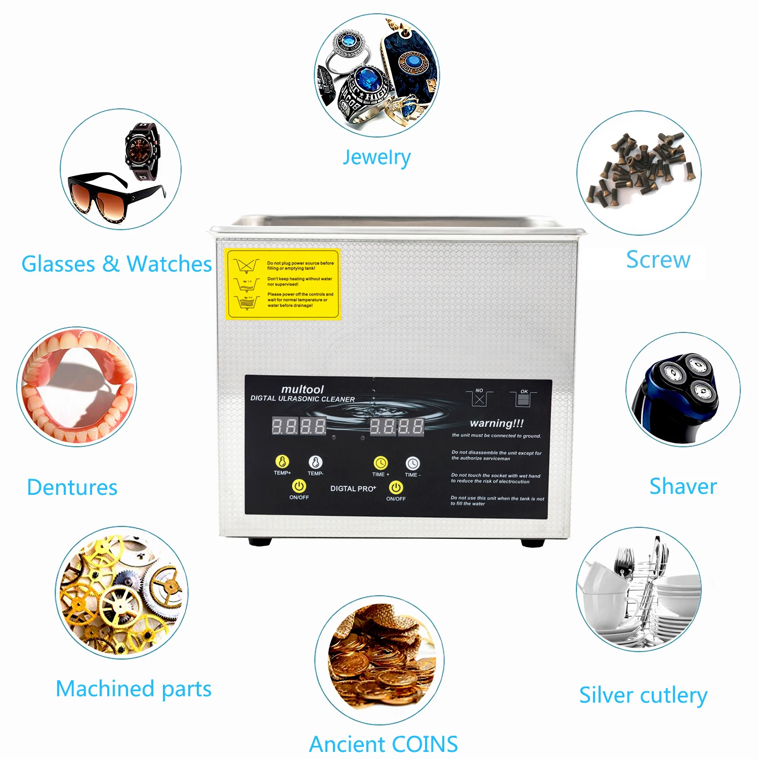 2L 3L 6L 10L Digital Heater Ultrasonic Cleaner 40kHz Portable Stainless Steel Ultrasound Cleaning Machine Home Appliance