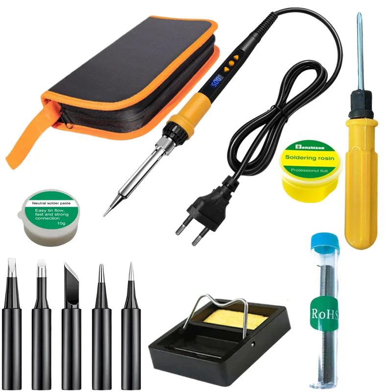 

Multifunctional soldering iron welding tool set, temperature adjustment + multiple soldering tips, solder and flux in one step