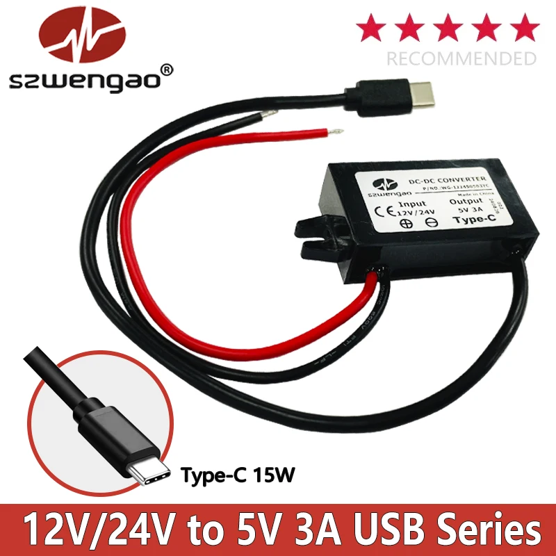 12V 24V to 3A 15W Step Down Converter Power Adapter 8-32V Buck Module Mini USB/Micro USB/dual USB/Type-C Connector