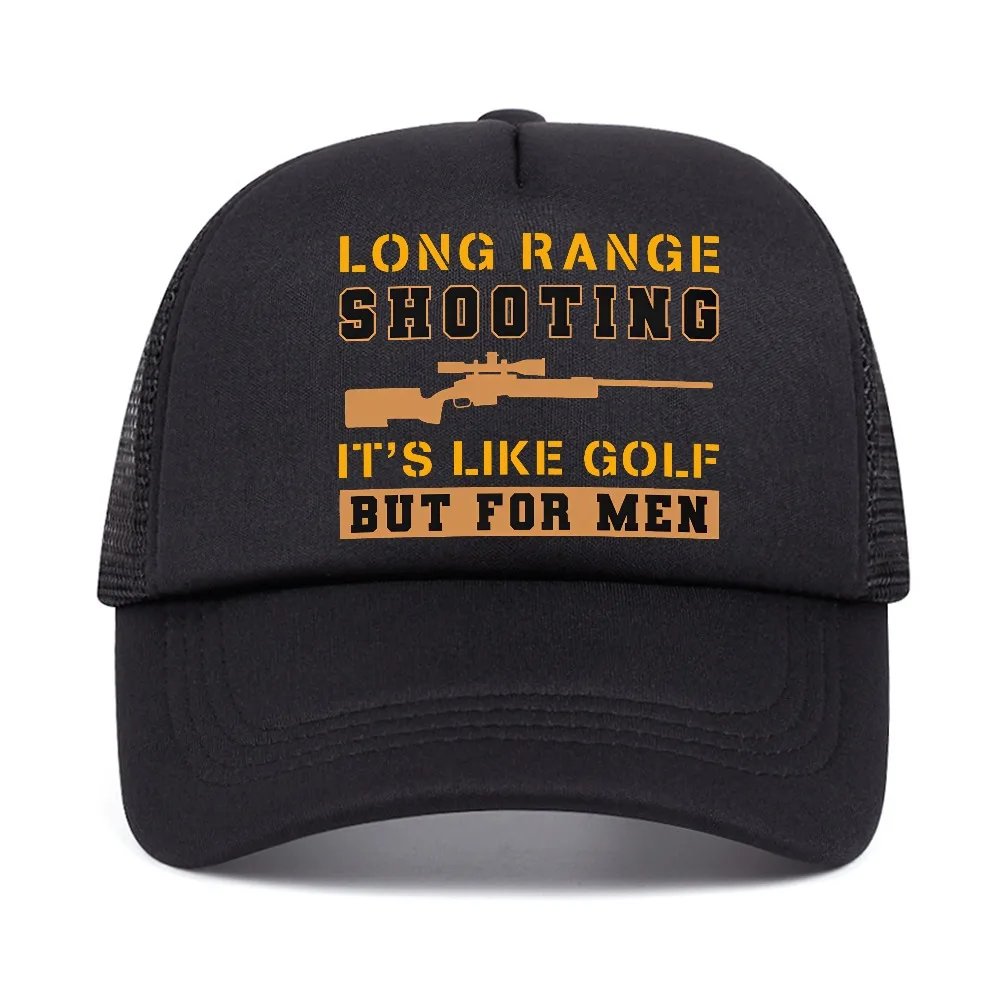 Long Range Shooting It's Like Golf But baseball cap Casual Unisex-Teens visor hat cool mesh breathable Trucker Hats