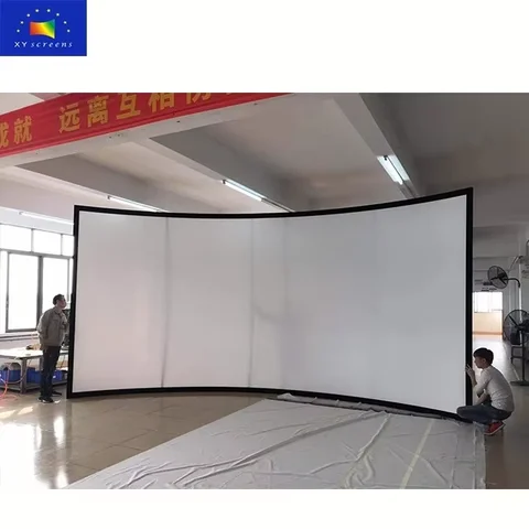 XYScreens Sound MAX 4K Woven acoustic transparentlly 180 degree Curved fixed frame projector screen