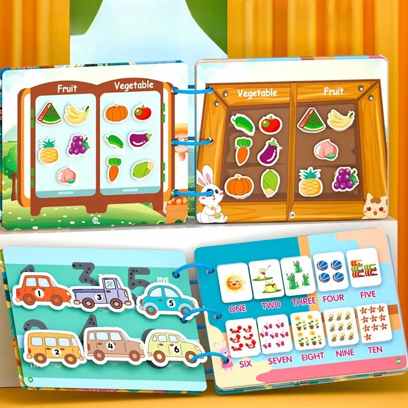 

Бизи-книга Монтессори для малышей, сенсорные занятия с детскими развивающими игрушками, книги-наклейки, раскладные книги, отрывные книги