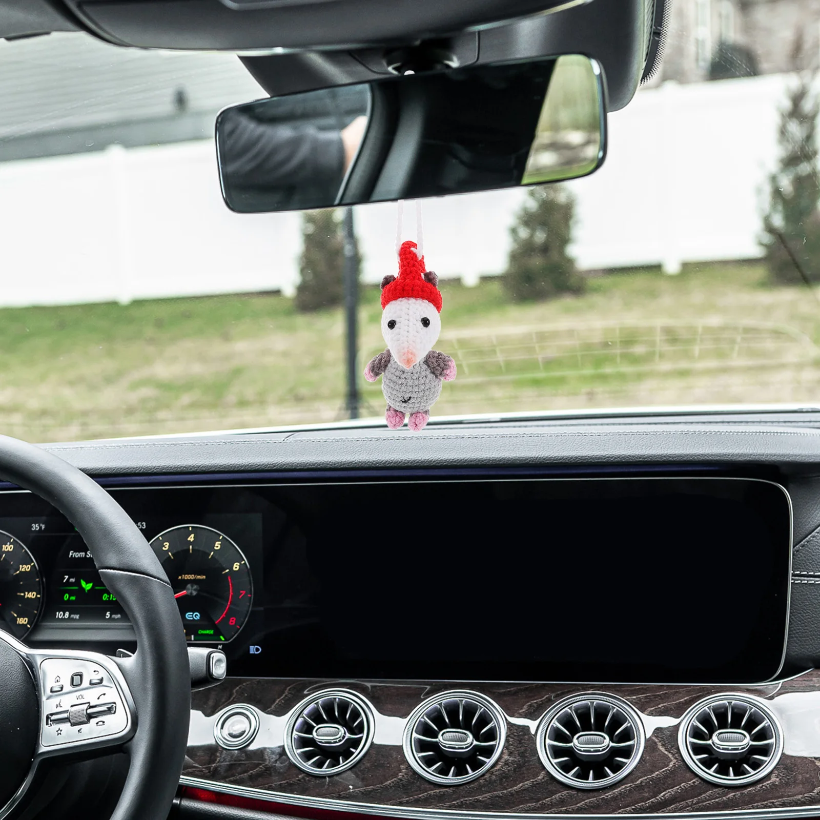 

Adorable Didelphid Car Rearview Mirror Pendant Unique Cute Automotive Ornament Creative Hanging Charm Car Interior Decorations