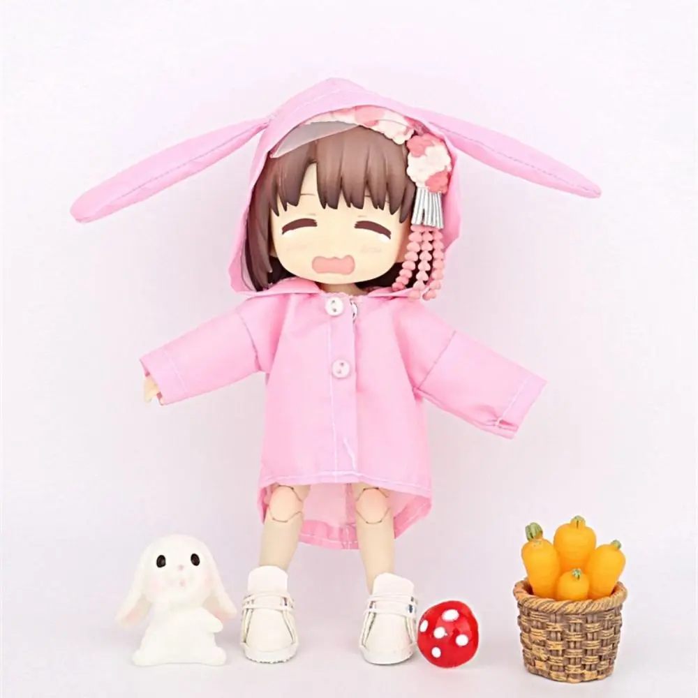 Winddichte Kleding Pop Regenjas Konijn Kikker Dinosaurus OB11 Poppenkleertjes Gele Eend Aankleden Pop Dier Regenjas 1/12 Bjd