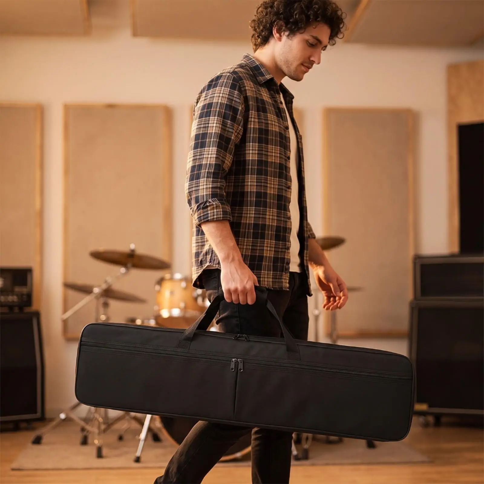 Compact Drumstick Pouch with Smooth Polyester Lining for Drummers Fits Standard Sticks and Drum Hardware Tools