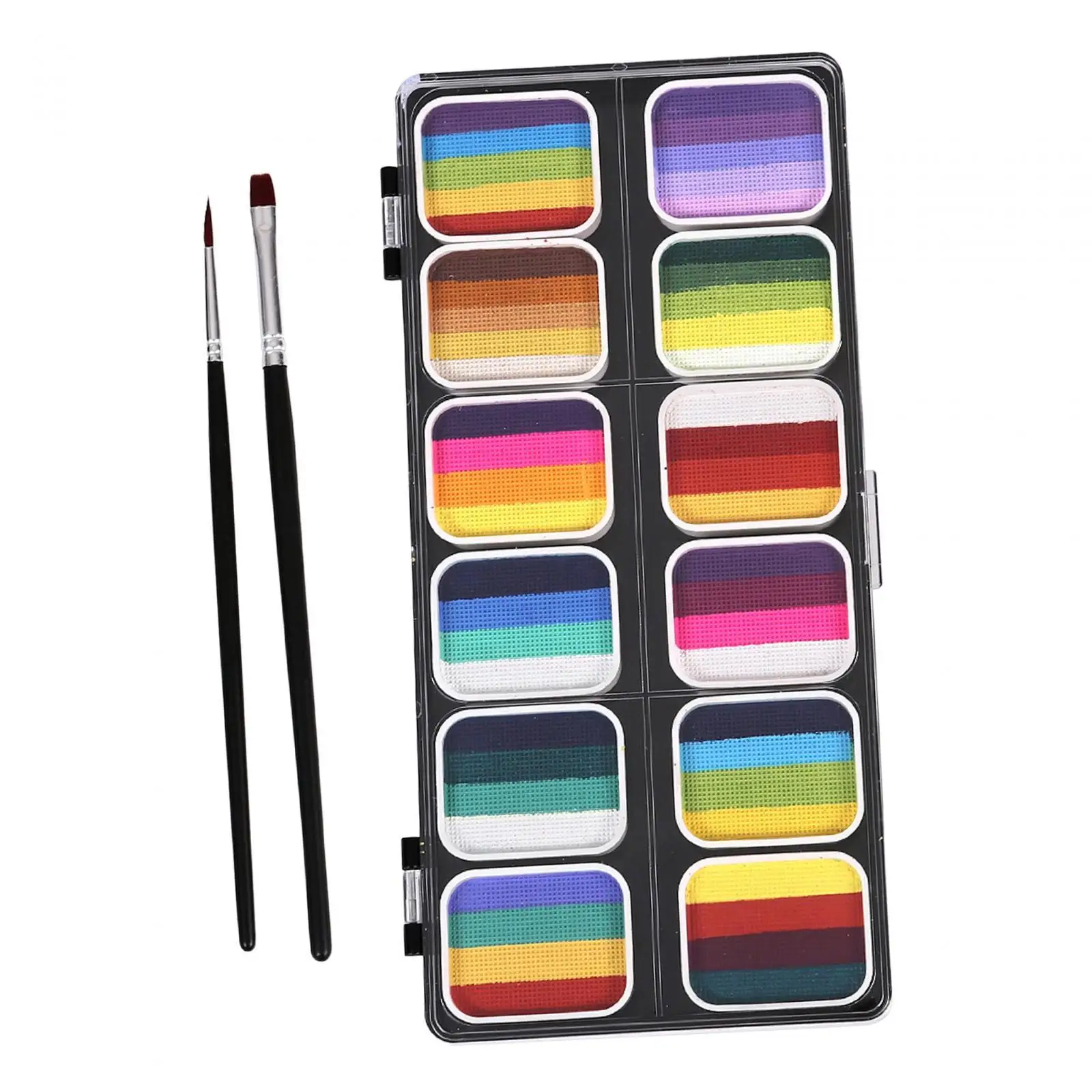 Kit per pittura per il viso a base d'acqua Set per trucco artistico lavabile in 12 colori con pennelli per feste di Halloween e spettacoli teatrali per bambini