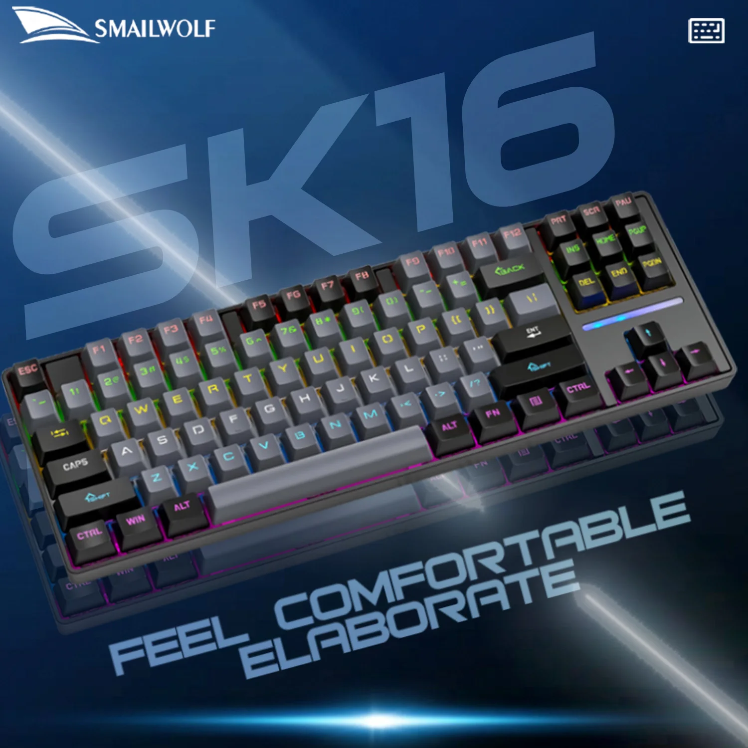

Проводная механическая клавиатура SMAILWOLF SK16 с 87 клавишами для киберспортивных игр, настольный компьютер с синей подсветкой, ноутбук