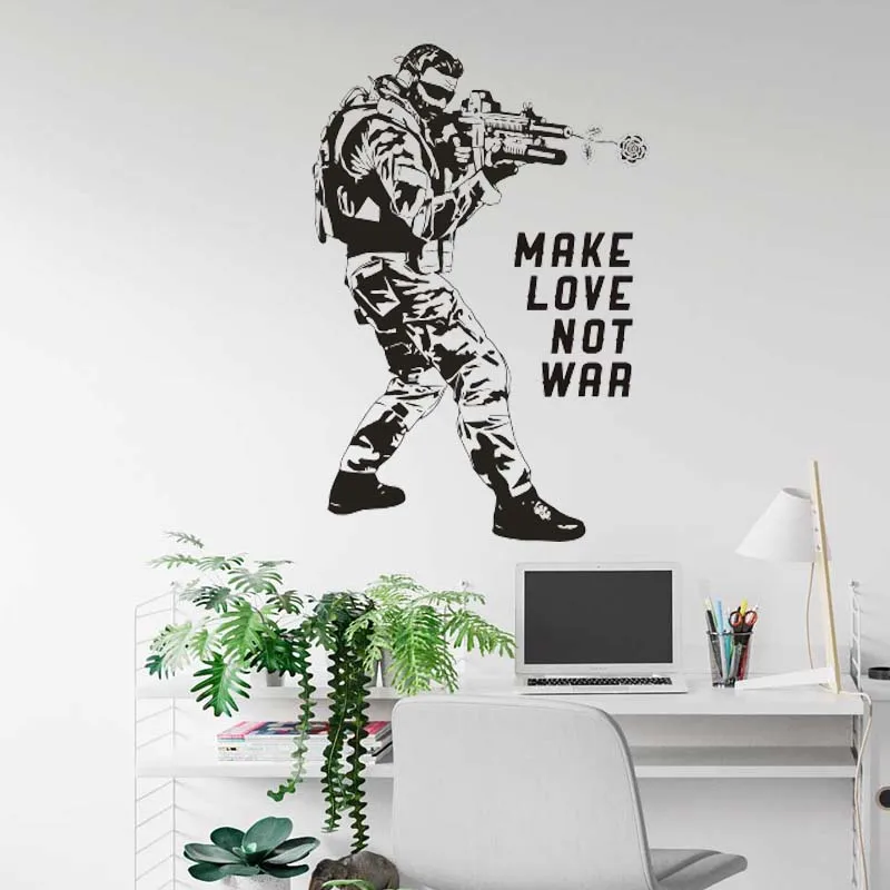 War Decal Rifle Wall Sticker Military Assault Weapon Gun Police Army Vinyl Murals For Room Decoration