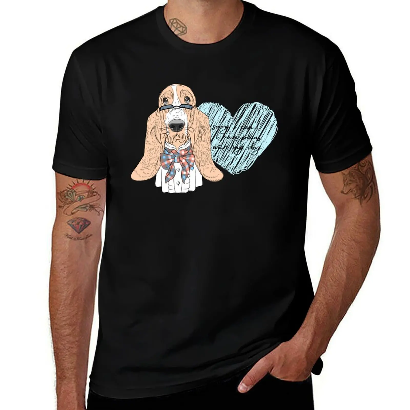 Basset Hound Dog : Sorry I cant I have Plans With My Dog T-Shirt Street Fashion Casual Tee Shirt T-Shirt