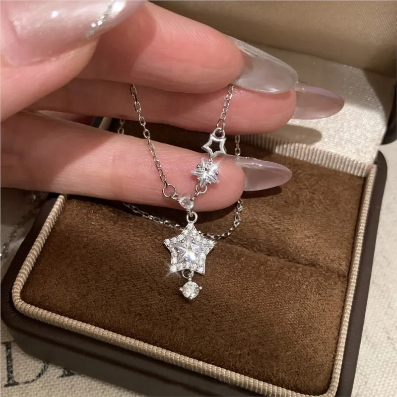 

VENTFILLE ожерелье из стерлингового серебра 925 пробы с цирконием и звездами для женщин, изысканное минималистское свежее эстетическое милое ювелирное изделие, подарок, дропшиппинг