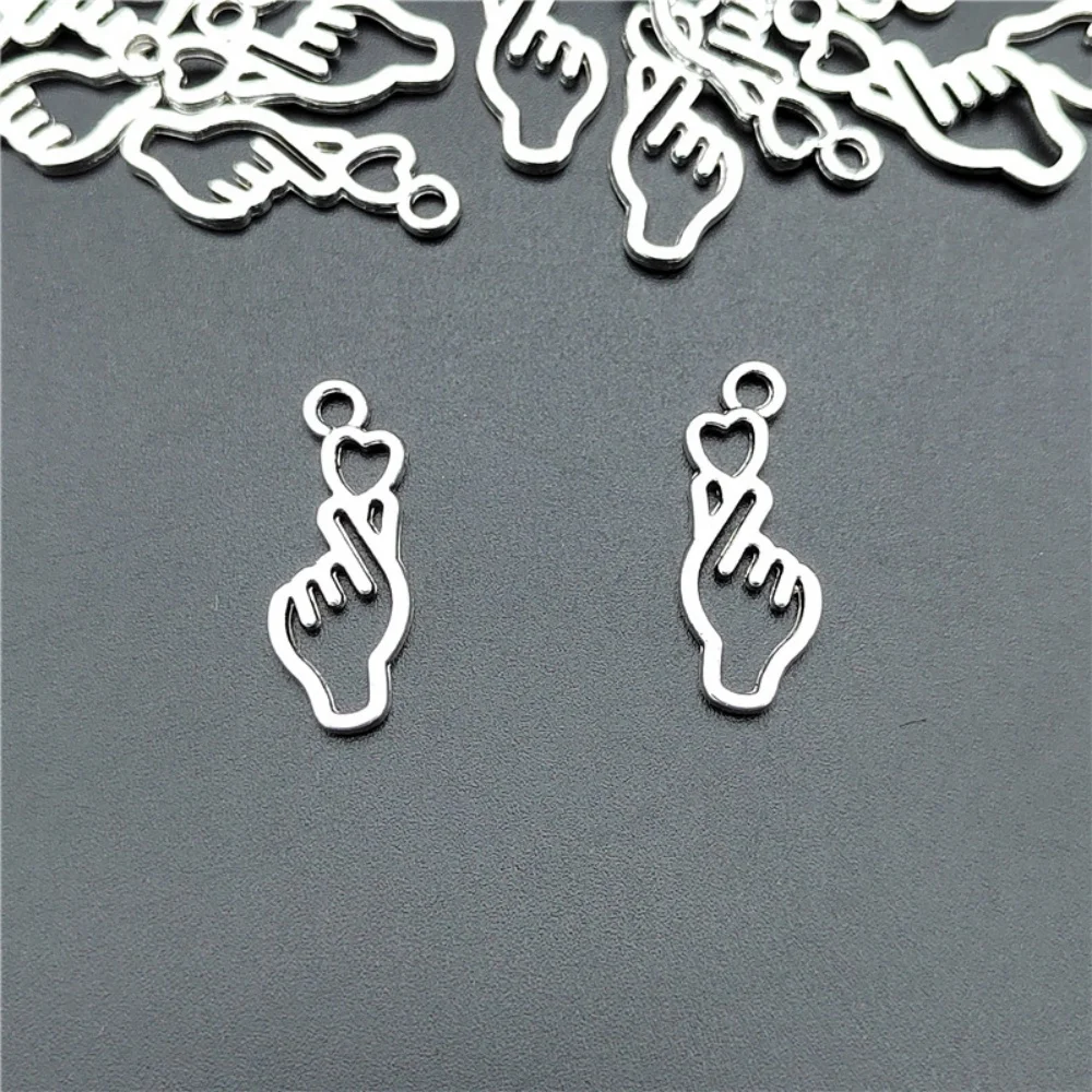 10-100pcs Finger Heart Diy Jewelry Charms Beads Borahae I Purple You Necklace Decorative Pendant Gesture Hanging Ornament