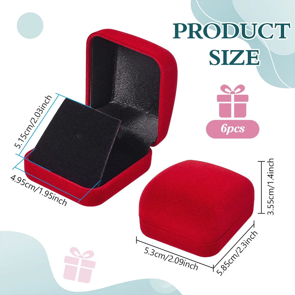 6 Pcs Velvet Badge Display Box Red Pin Display Case Lapel Pin Collection Display Holder Velvet Brooch Storage Boxes for Badges