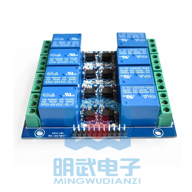 Modul relai terisolasi Optocoupler 8ch 5V 10A