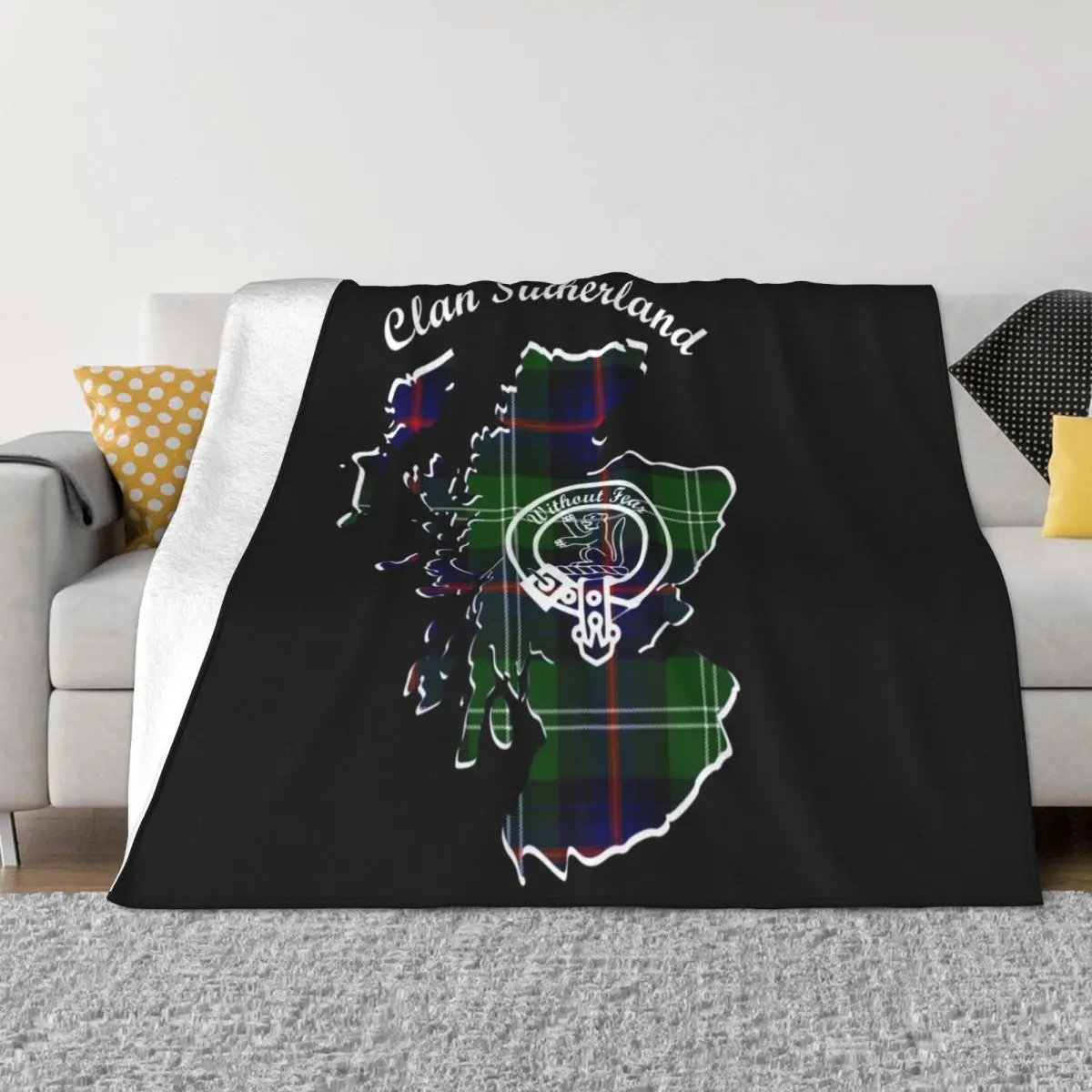 Clan Sutherland Scotland Map Crest Throw Blanket cosplay anime Luxury Designer Thermals For Travel Blankets