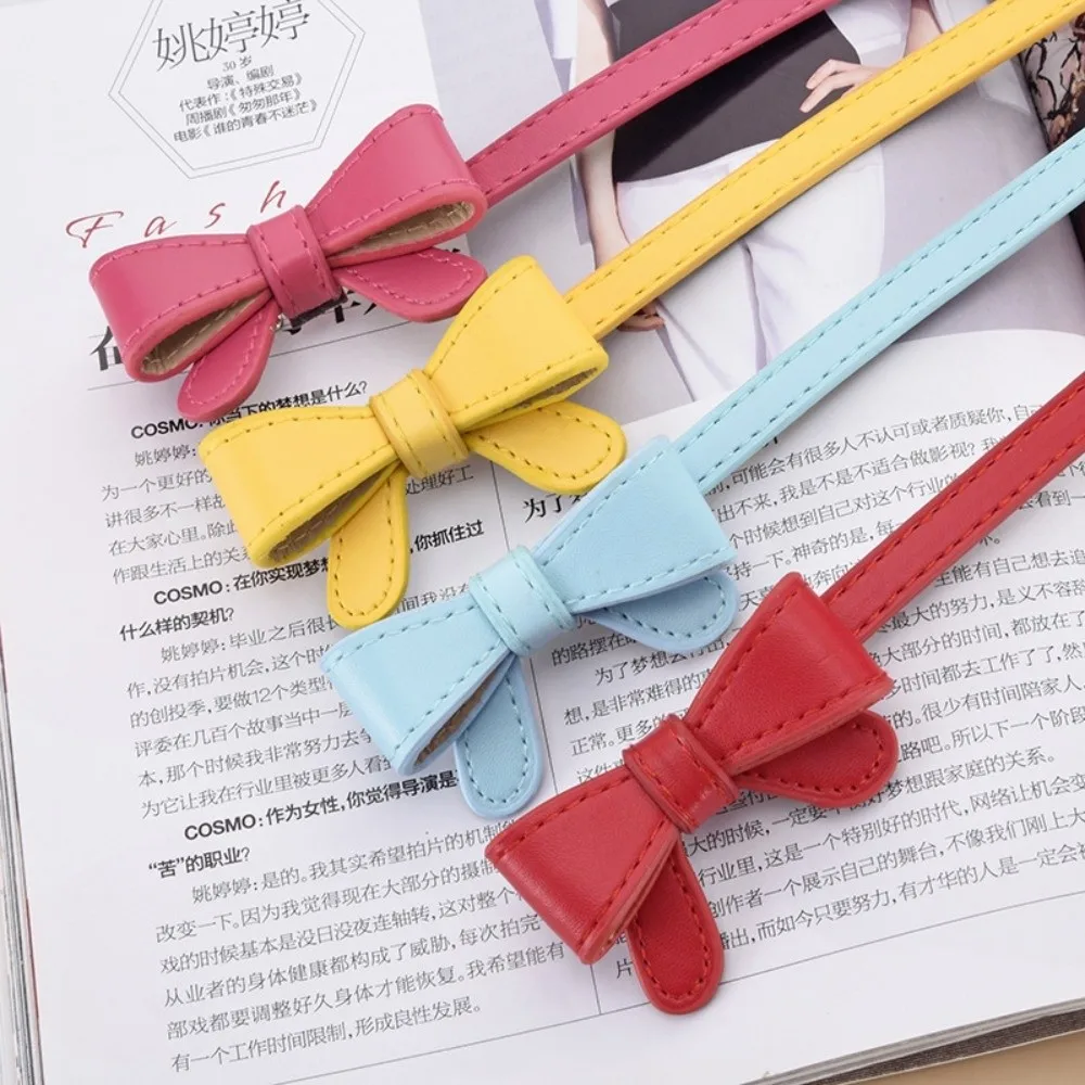 

New Bowknot Leather Belt Adjustable Simple Thin Belt Solid Color Waist Chain Women's Accessories