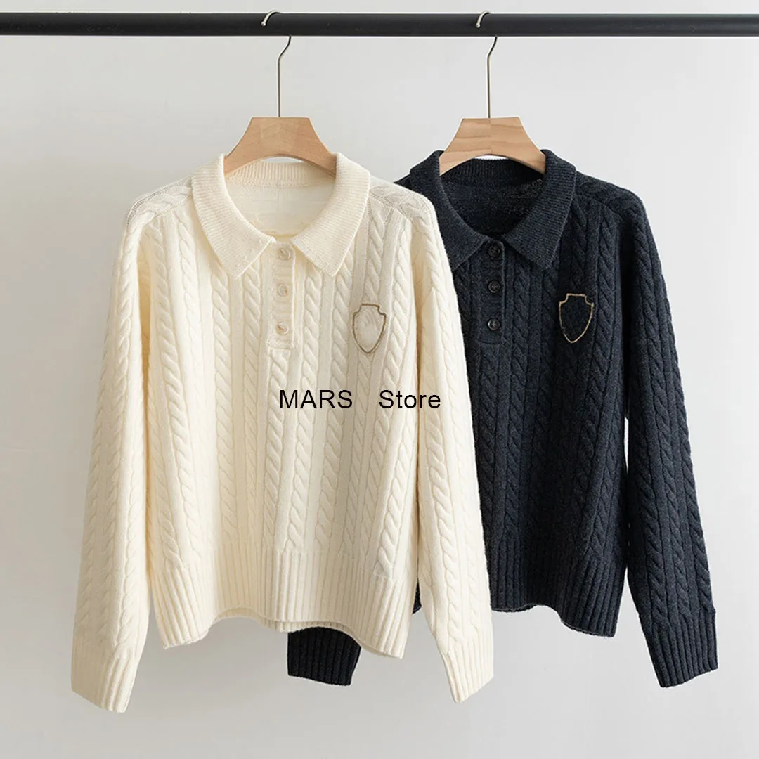 24 Autumn And Winter New Cashmere Sweater Twisted Collar Casual Outer Wear Sweater Loose Long Sleeve Slim