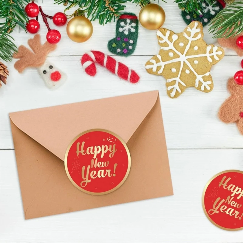 tellingen gelukkig nieuwjaar sticker ronde afdichtingssticker voor kerstkaart brief envelop zelfklevende inpaklabels