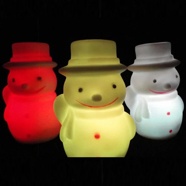 LED Night Light Christmas Snowman LED Color Changing Flashing Light Lamp Creative Festival Gifts Home Decor