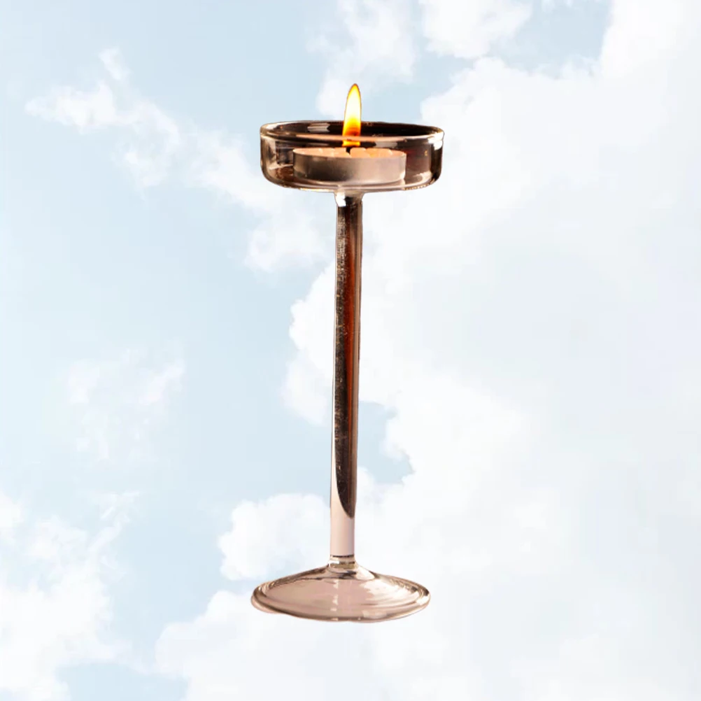

Glass Candlestick European Style Goblet Design Tall Blown Glass Holder Decorative Party Home Bar Wedding Aromatherapy