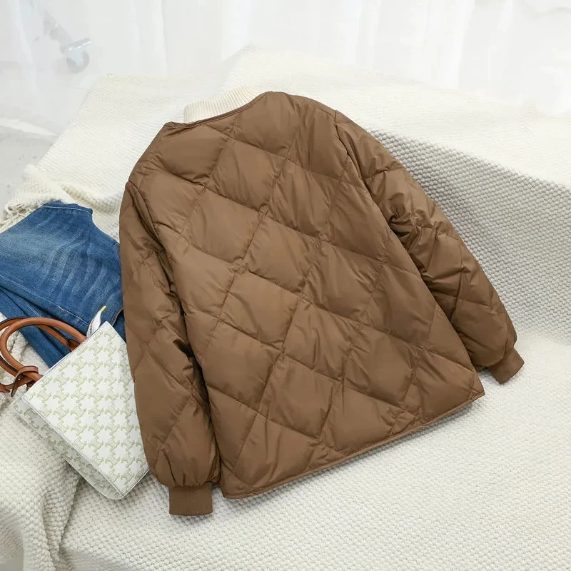 New Autumn Winter Lightweight Women Warm Short Parka Women Casual Solid Loose Puffer Stand Collar Cotton Padded Outwear
